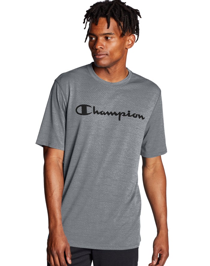 Champion Double Dry® Heathered Mesh Textured T-Shirt Heren - Grijs - Belgie 0934AFTEX